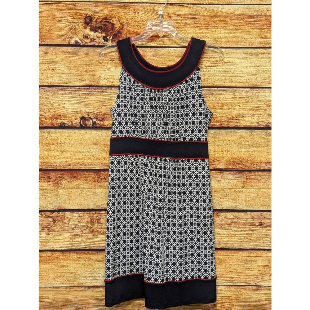 NEW En Focus Studio Womens Sleeveless Dress Size 10 Navy Red Geometric